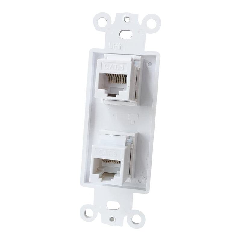 BUPLDET 2 Port Ethernet CAT6 Decora Insert Wall Plate White - CAT6 RJ45 Keystone Jack Decora Insert Cover Plate for Midsize/Oversize Wallplate 2CAT6Insert