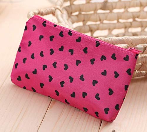 HappyDaily Pack of 7 Fashion Design Muliti-functional Bag Using as Makeup bag or Cosmetic Pouch or Travel Toiletry or Carrying Purse (Heart(Pink/Hotpink/Red/Black)+Polka Dot(Hotpink/Red)+Leopard)