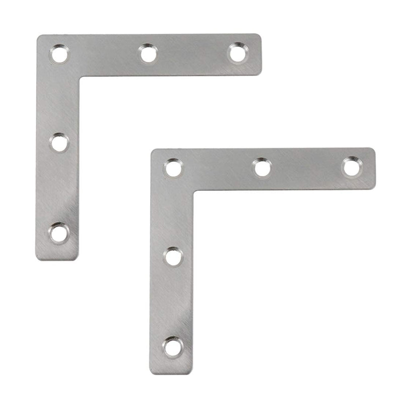 Rannb 15pcs Flat L Bracket Stainless Steel Repair Plate 80mm x 80mm x 1mm