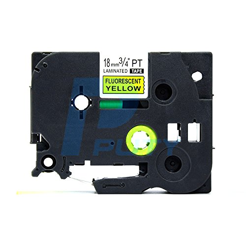 IDIK 1PK Black on Yellow Fluorescent Laminated Label Tape Compatible for Brother P-Touch TZe-C41 TZ C41 Tze C41(18mm x 8m)