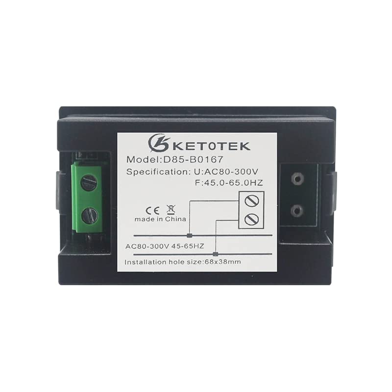 KETOTEK Digital AC Voltmeter Panel Mounting Meter AC80-300V Frequency Counter 45.0-65.0 HZ LED Display Voltage Volt Frequency Meter Tester Gauge V-Hz