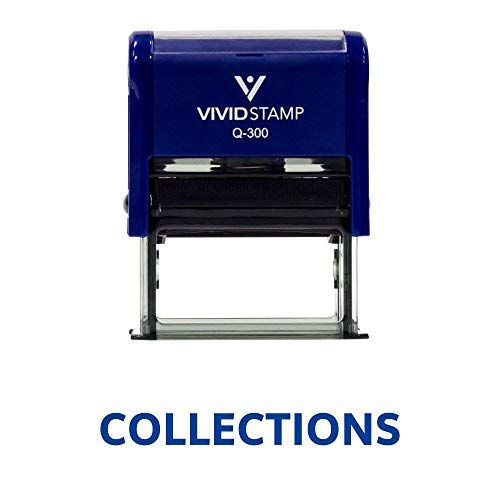 Collections Self Inking Rubber Stamp (Blue Ink) - Large 3/4" x 1-7/8" - Large Blue