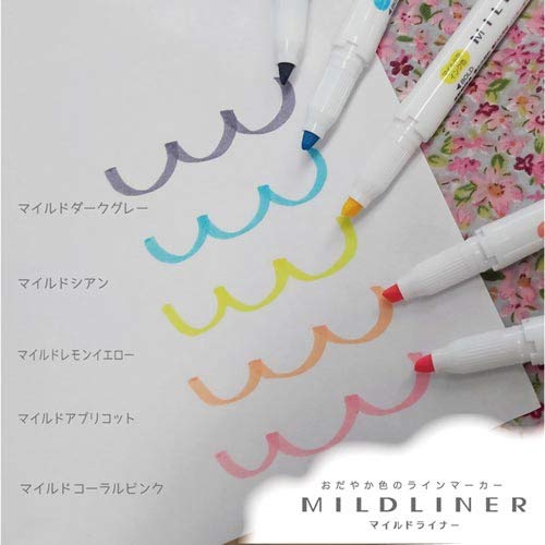 Zebra Highlighter Mildliner, 5 Friendly Color Set (WKT7-N-5C) pack of 1