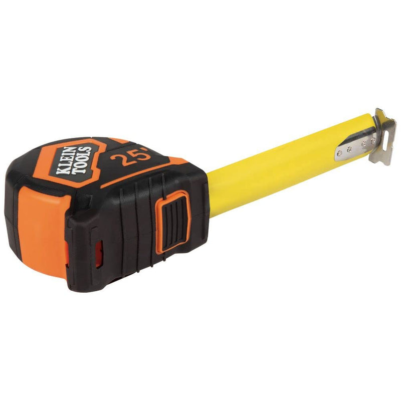 Klein Tools 9125 Tape Measure, 25-Foot Single-Hook Measuring Tape, Non-magnetic with Retraction Speed Break and Metal Belt Clip