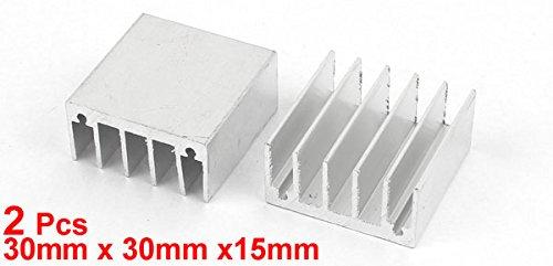 uxcell a14082500ux0894 2 Pcs Silver Tone Aluminum Cooler Radiator Heat Sink 30mm x 30mm x15mm (Pack of 2)