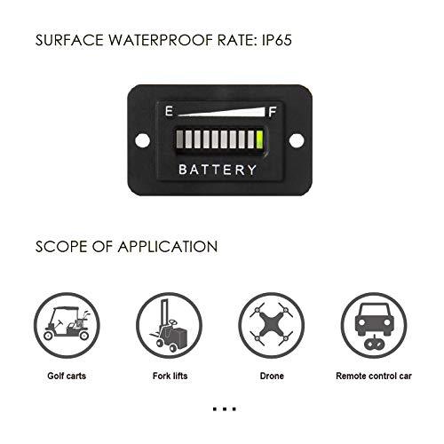 Jayron Lead Acid Battery Indicator Meter Gauge/Waterproof Battery Capacity Meter,Universal LCD Digital Battery Discharge Alert,Use for Golf Cart,Fork Lifts,Star Car,Club Car (36V) 36V