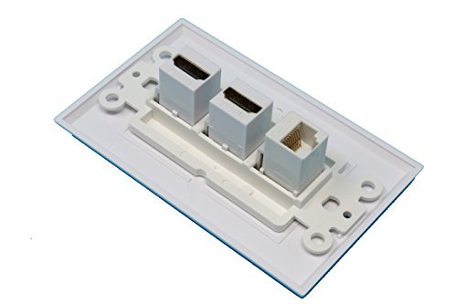 RiteAV - 2 HDMI and 1 Cat5e White Ethernet Port Wall Plate Decorative - White