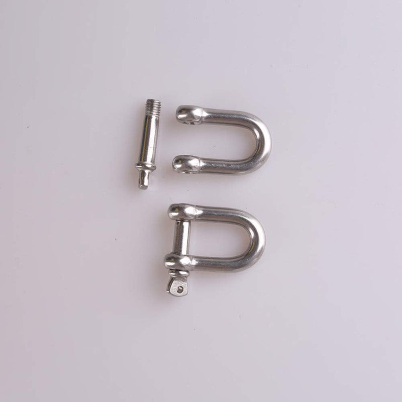10 PCS M4 Stainless Steel D Shackle 5/32" (4mm) Forged D Shackle with Screw Pin, Silver Color