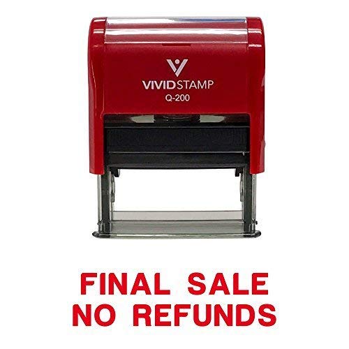 Basic Final Sale NO REFUNDS Self Inking Rubber Stamp (Red Ink) Medium 9/16" x 1-1/2" Medium Red