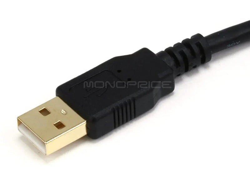 Monoprice 10-Feet USB 2.0 A Male to A Female Extension 28/24AWG Cable (Gold Plated) (105434),Black 1 10ft Black