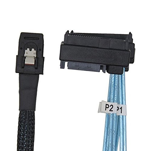 CY 100cm Internal 36 Pin Mini SAS SFF-8087 Host to 4 SFF-8482 Target SAS Hard Disk and SATA Power Cable Blue 100cm