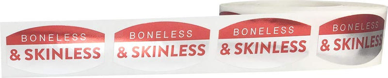 Boneless & Skinless Grocery Store Food Labels .75 x 1.375 Inch 500 Total Adhesive Stickers