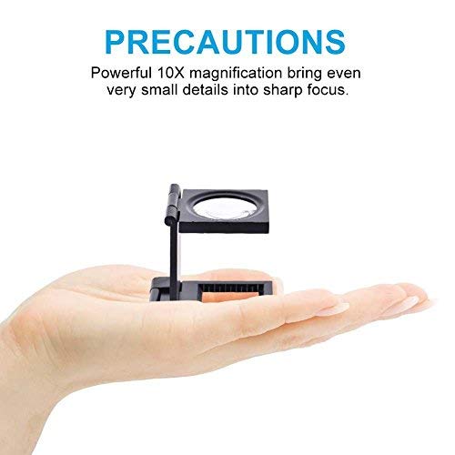 10X 28mm Mini Three-Folding 10X Magnifier,Zinc Alloy Magnifier Magnifying Glass with Scale,for Textile Optical Jewelry Tool (5Pcs)