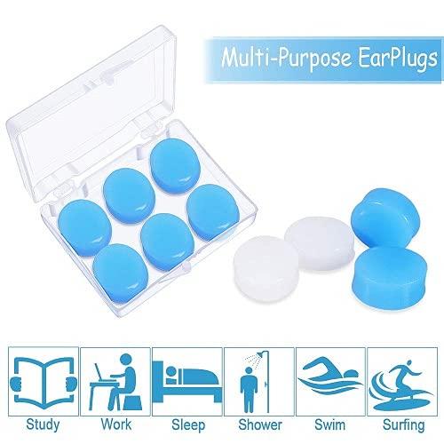 24 Pairs Soft Silicone Ear Plugs Putty Ear Plugs for Sleeping Swimming earplugs for Kids Adults, Transparent + Blue