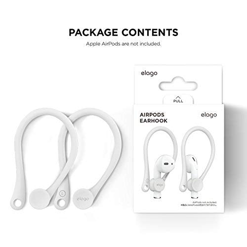 elago Ear Hooks Designed for AirPods Pro, AirPods 3 and AirPods 1, 2, Anti-Slip Earbud Accessories, Comfortable Fit, Ergonomic Design, Durable TPU Construction, Perfect for Exercising [White] White