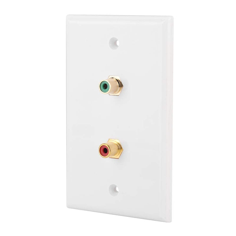 2-Port RCA Panel, Multi-Functional RCA Connector Wall Plate Insert Interfaces for Office Building Subwoofer Audio Port, US Standard, White