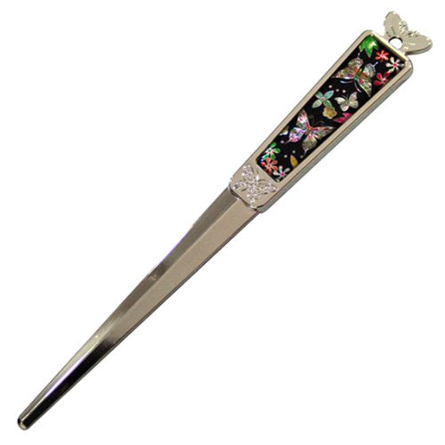 Mother of Pearl Flower Butterfly Design Metal Steel Knife Office Sword Blade Hand Envelope Gift Letter Opener