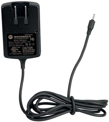 Motorola 89452N/SPN5633A Xoom Travel Charger with Original OEM 89452N SPN5633A - Non-Retail Packaging - Black