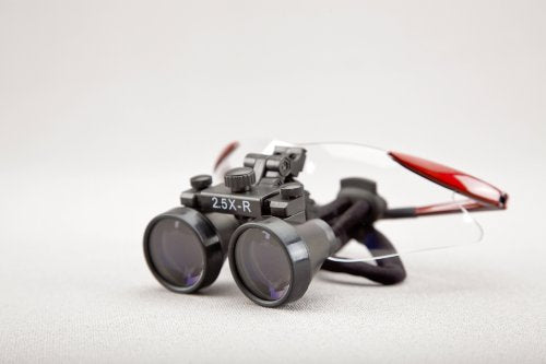 Dental Surgicial Loupe Loupes 2.5x Magnification 16.5" (420mm) Working Distance Burgundy Goggles