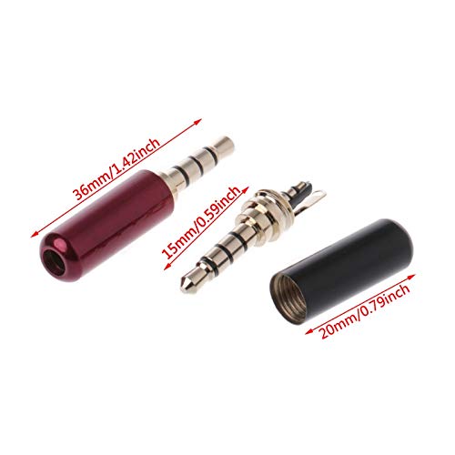 VizGiz 5 Pack 3.5mm 4 Pole Jack Replacement Plug Repair Audio Cable Male Connector 1/8 TRRS (1Tip/2Ring/1Sleeve) Stereo Headphone Earphone Microphone Soldering DIY Adapter Tool 4PIN Terminal