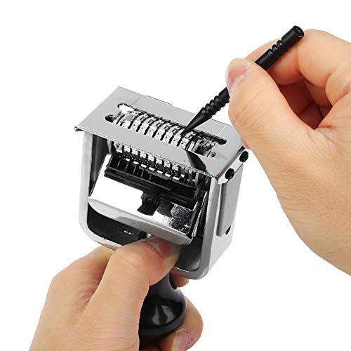 Self Inking Number Stamp 5-8 Digits Automatic Numbering Machine Metal Number Stamps Kit Home Office School Desktop Stationery for Numbering Consecutive, Duplicate with Digit Pen and Ink Pad (8 Digit) 8 Digit