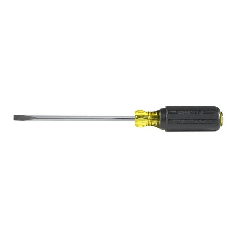 Klein Tools 605-6 1/4-Inch Cabinet Tip Screwdriver, Heavy Duty, 6-Inch, Black/Yellow