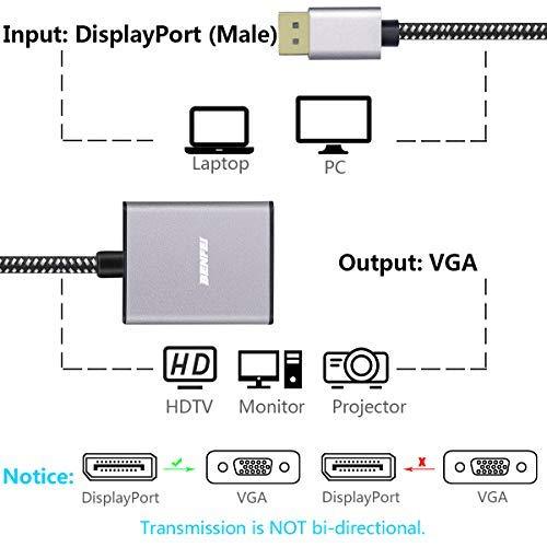 DisplayPort to VGA, Benfei DisplayPort to VGA Adapter Male to Female Gold-Plated Cord