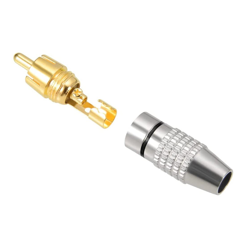GDQLCNXB RCA Male Adapter Audio Coaxial Cable Solderless Connector Adapter Gold Plated(10 Pack)