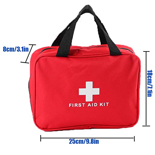 Red First Aid Kit Bag Empty, Empty Travel First Aid Bag Storage Compact Survival Medicine Bag for Home Office Car Businesses Camping Kitchen Sport Outdoors Red With Handles