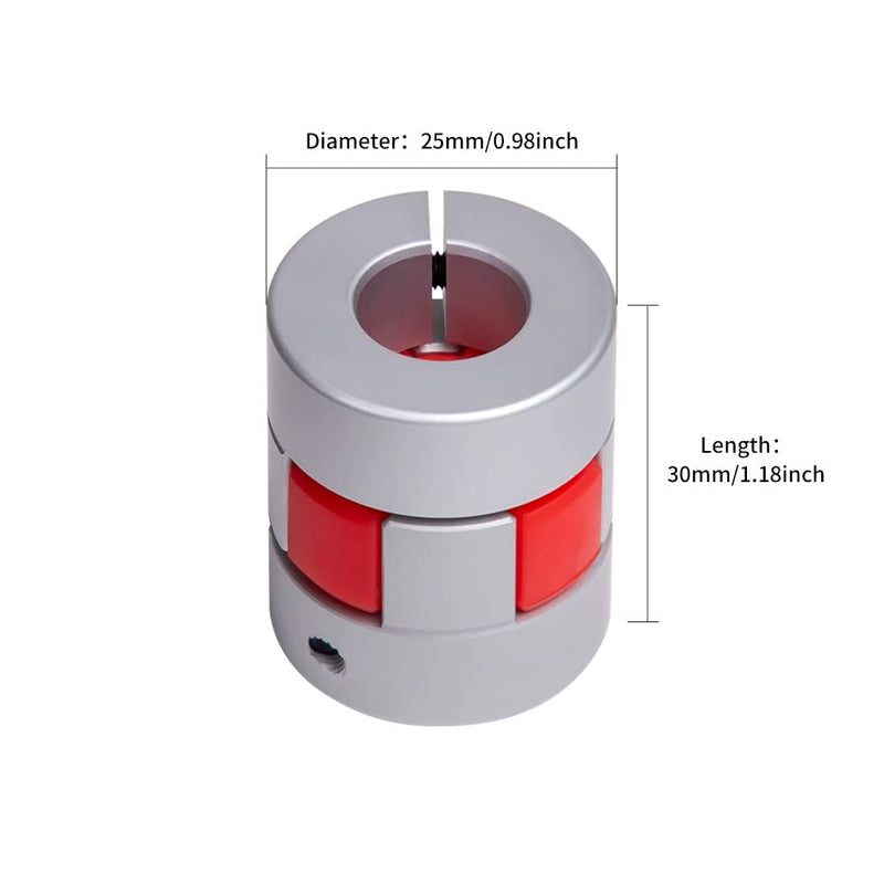 Sinoblu D25 L30 5mm to 10mm Aluminum Shaft Coupling, Flexible Spider Coupling Plam Shape, Shaft Coupler for 3D Printer CNC Machine and Servo Stepper Motor 5-10mm