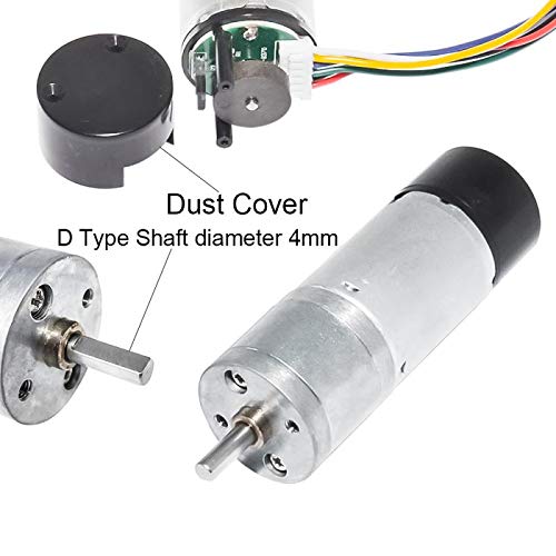 BEMONOC 25GA370 DC Encoder Metal Gearmotor 12V High Speed 150RPM Gear Motor with Two-channel Hall Effect Encoder for DIY Parts