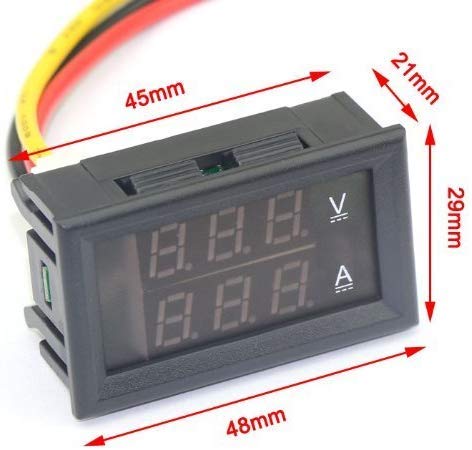HiLetgo 2pcs 0.56" Digital Voltmeter Ammeter DC 100V 10A Amp Voltage Current Meter Tester 0.56 Inch 3 Bits Blue + Red Dual LED Display Panel with Connect Wires
