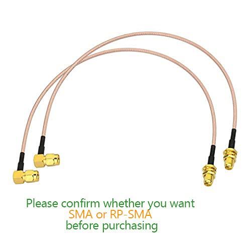 Bingfu WiFi Antenna Extension Cable (2-Pack) RP-SMA Male Right Angle to RP-SMA Female Bulkhead Mount RG316 Cale 30cm 12 inch for WiFi Router Security IP Camera Monitor Mini PCIE Card 12 inch / 30cm Right Angle