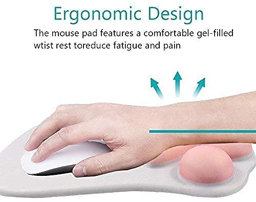 Cute Cat Claw Paw Mouse Pad with Gel Wrist Rest Support - Soft Silicon Ergonomic Computer Mouse Pads - Women/Kids Mouse Mat Desk Accessories (Pink/Grey)