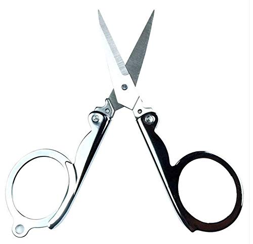 Stainless Steel Key Chain-Mounted Folding Fishing Scissor, Camping Travel Scissor, Pointy Small Sewing Fold Up Scissors Craft