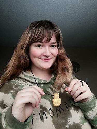 Munchables Hamsa Hand Sensory Chew Necklace - Sensory Chewable Jewelry for Adults, Teens and Kids (Gold) Gold