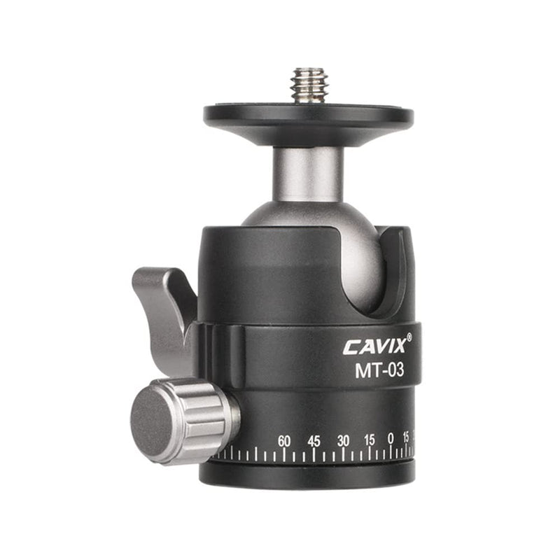 Mini Ball Head, CAVIX MT-03 Camera Panoramic Tripod Head Metal Ball Head with Arca Swiss Quick Release Plate Bubble Level Load Capacity 11 lbs/5 kg… Ball Dia. 25mm