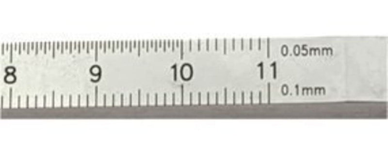 WRS precision measuring wedge made of steel, matt chrome-plated, measuring range 0.5-11 mm, 110 mm long, reading: bottom 0.1 mm/top 0.05 mm, scale lasered, in a case