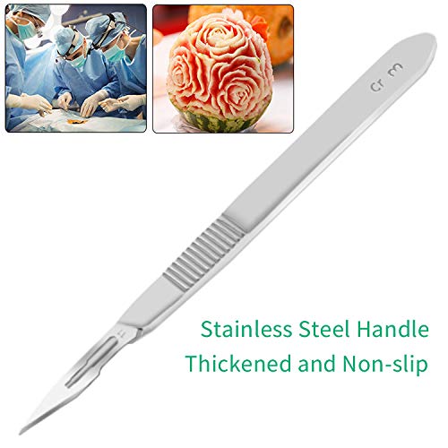 30 Pieces Scalpel Sterile Blades #11 with 2 Pack #3 Metal Scalpel Knife Handle & Storage Case, for Biology Lab Anatomy, Practicing Cutting, Medical Student, Sculpting, Repairing, Crafts, Leather