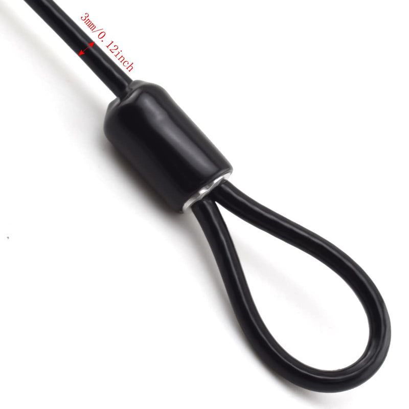 SDTC Tech 6-Pack 5.9" Stainless Steel Wire Rope with Rubber Coated and Loops 3mm Diameter Braided Steel Safety Lanyard Cable Strap for Chain Lock 5.9 inch length