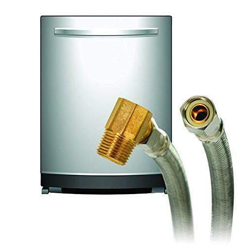 Fluidmaster B6W48 Dishwasher Connector With 3/8-Inch Elbow Fitting, Braided Stainless Steel - 3/8 Female Compression Thread x 3/8 Female Compression Thread, 4 Ft. (48-Inch) Length 48 Inch