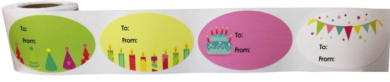 Birthday Gift Tag Stickers 1 1/2 x 2 1/2 Inch 100 Adhesive Labels