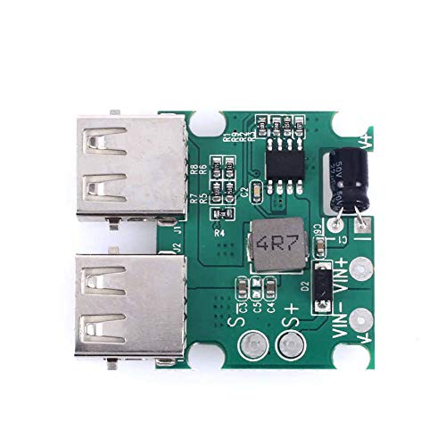 Villageboom DIY 5V USB voltage stabilizer voltage converter step-down converter input 5V-20V, output dual USB 5V 3A Max with housing for solar charging of 3.7 volt batteries