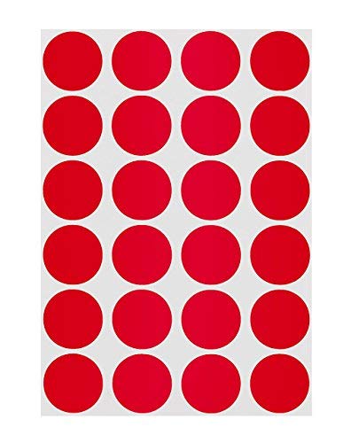 ChromaLabel 3/4 Inch Round Permanent Color-Code Dot Stickers, 1008 Pack, 24 Labels per Sheet, Red