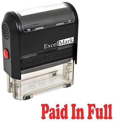 Paid in Full Self Inking Rubber Stamp - Red Ink