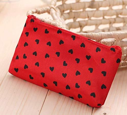 HappyDaily Pack of 7 Fashion Design Muliti-functional Bag Using as Makeup bag or Cosmetic Pouch or Travel Toiletry or Carrying Purse (Heart(Pink/Hotpink/Red/Black)+Polka Dot(Hotpink/Red)+Leopard)