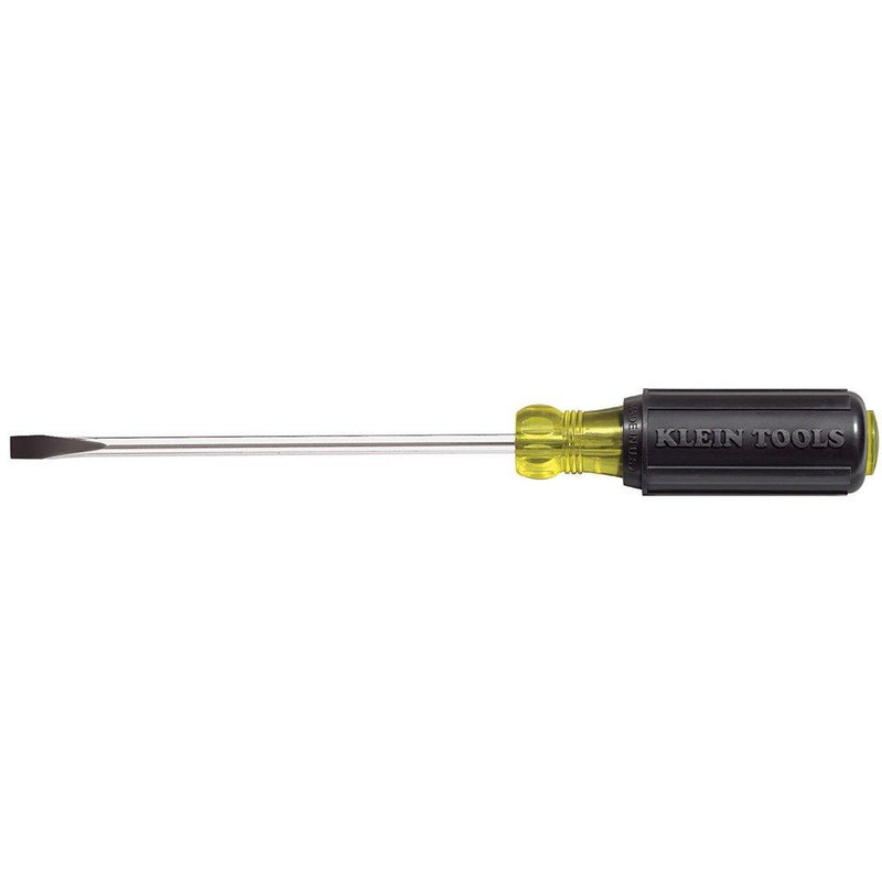 Klein Tools 605-6 1/4-Inch Cabinet Tip Screwdriver, Heavy Duty, 6-Inch, Black/Yellow