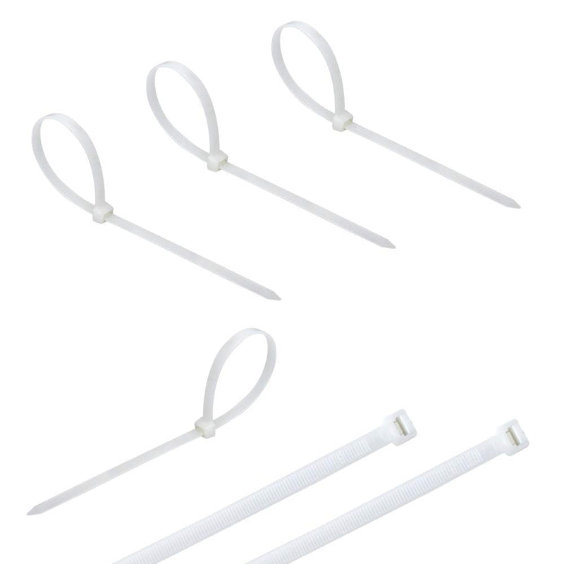 200 Pack Bulk KOOWIN Small 4 inch Nylon Plastic Cable Zip Ties Wire Wraps White 4 inch 18 lb (200 pcs)