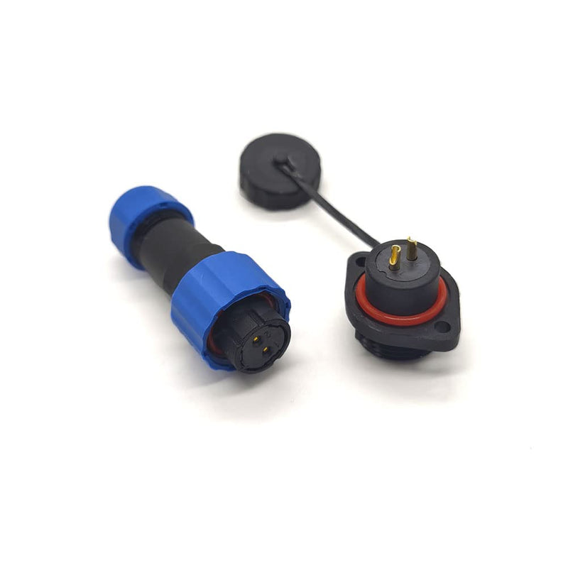 Elecbee Connector Aviation Plug SP17 IP68 2 Pin Female Plug and Male Socket 2 Holes Flange Straight Waterproof and Dustproof Satellite Cable Connector