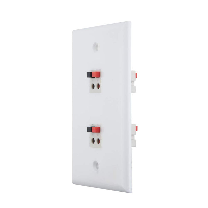 TENINYU 2 Port Speaker Jack Speaker Module Keystone Single Gang Wall Plate Speaker Wall Plate for Home Theater - White (2-Port)